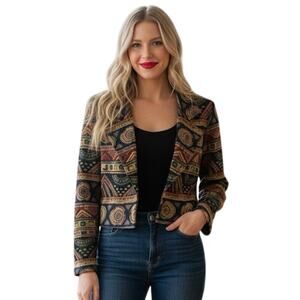 Vintage Silverado Jacket Small Multi Southwestern Aztec Tapestry Cropped Blazer